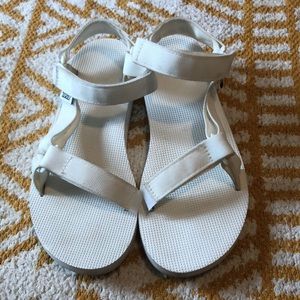 White classic Teva sandals size 9